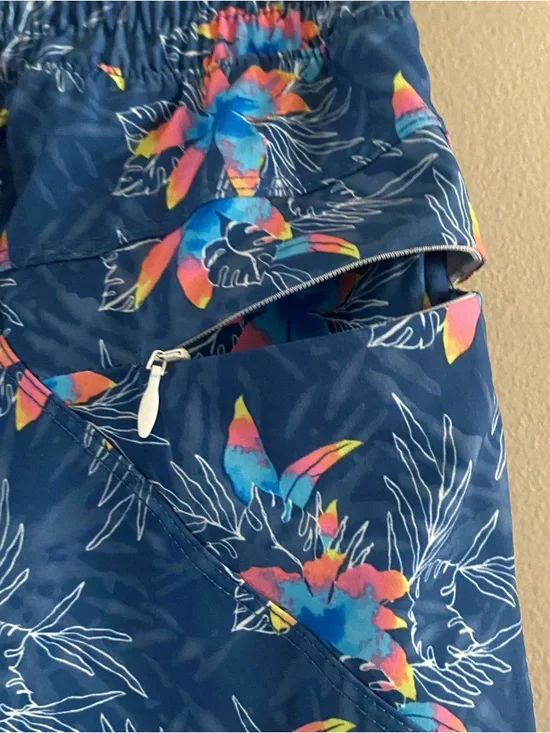 Birddogs Men’s Blue & Pink Floral Lined Gym Shorts 7” Athletic Pockets Sz LARGE - Picture 6 of 16